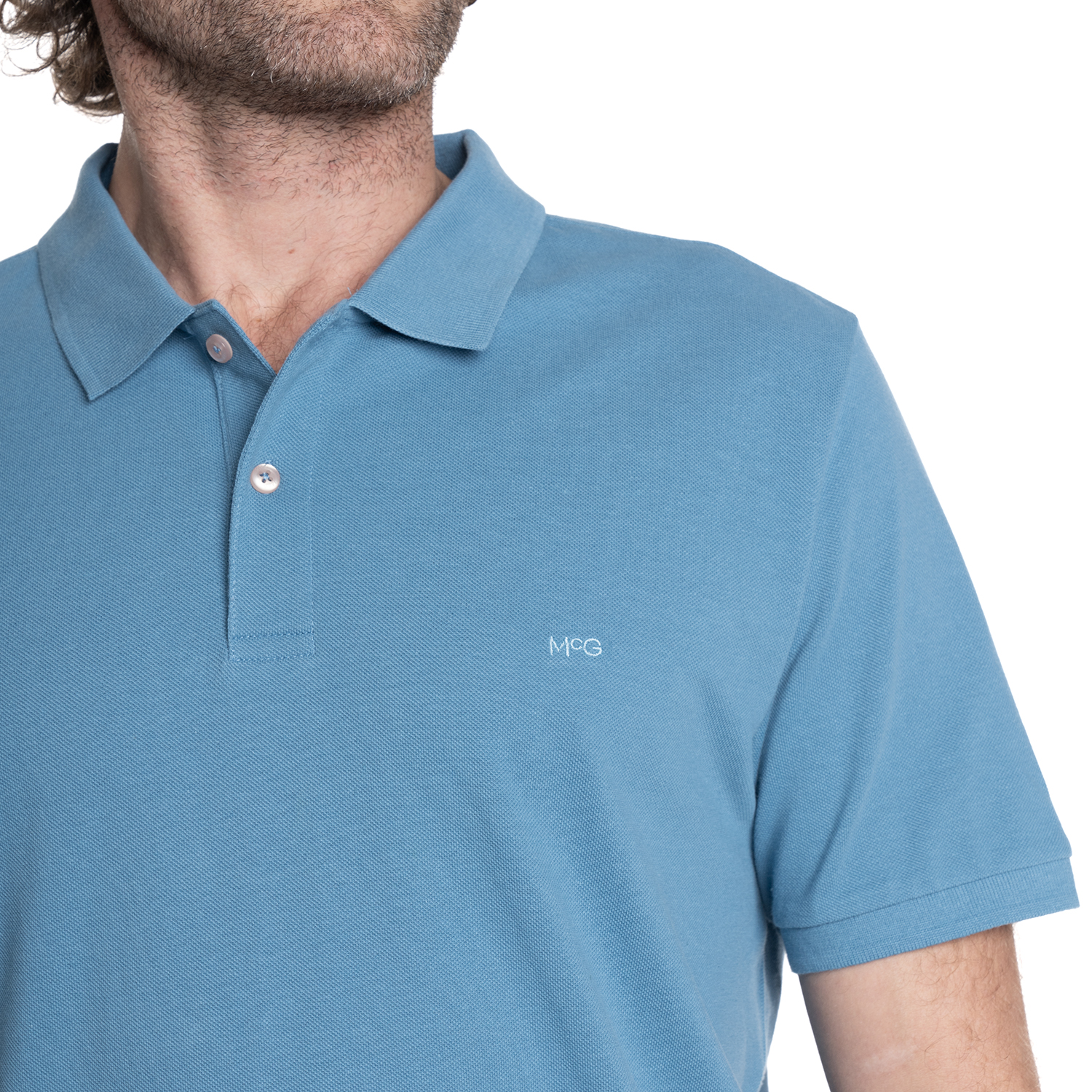 POLERA HOMBRE PIQUE MANGA CORTA LISA HUMPTONS. | AZUL - 3