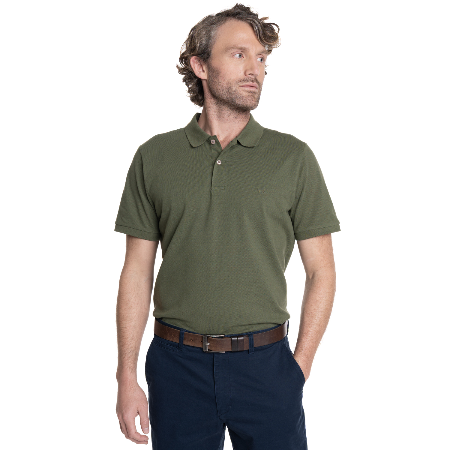 POLERA HOMBRE PIQUE MANGA CORTA LISA HUMPTONS. | VERDE MUSGO - 1