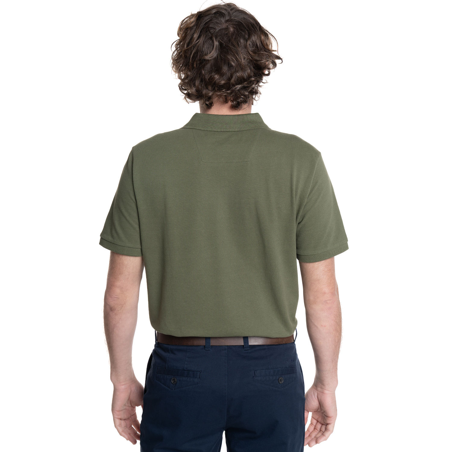 POLERA HOMBRE PIQUE MANGA CORTA LISA HUMPTONS. | VERDE MUSGO - 2