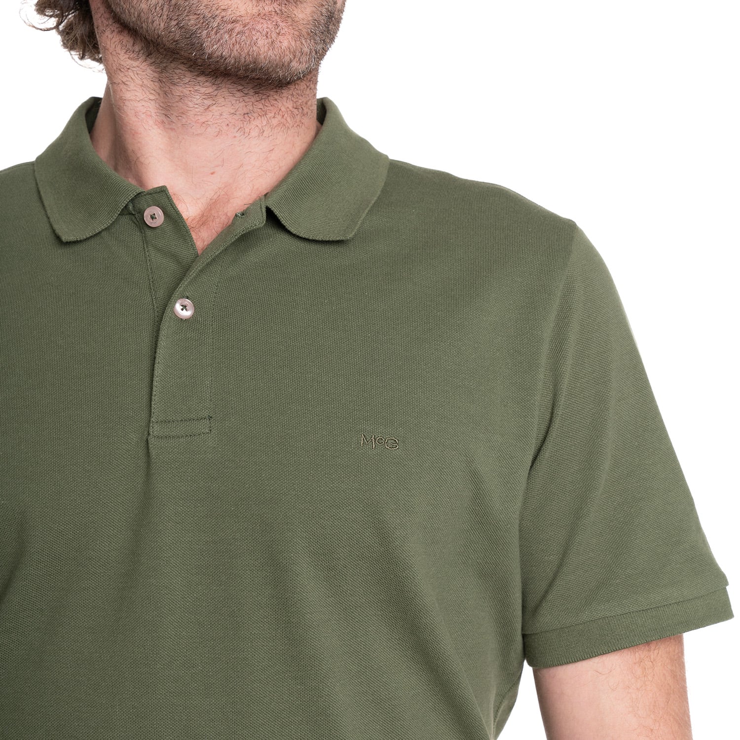 POLERA HOMBRE PIQUE MANGA CORTA LISA HUMPTONS. | VERDE MUSGO - 3