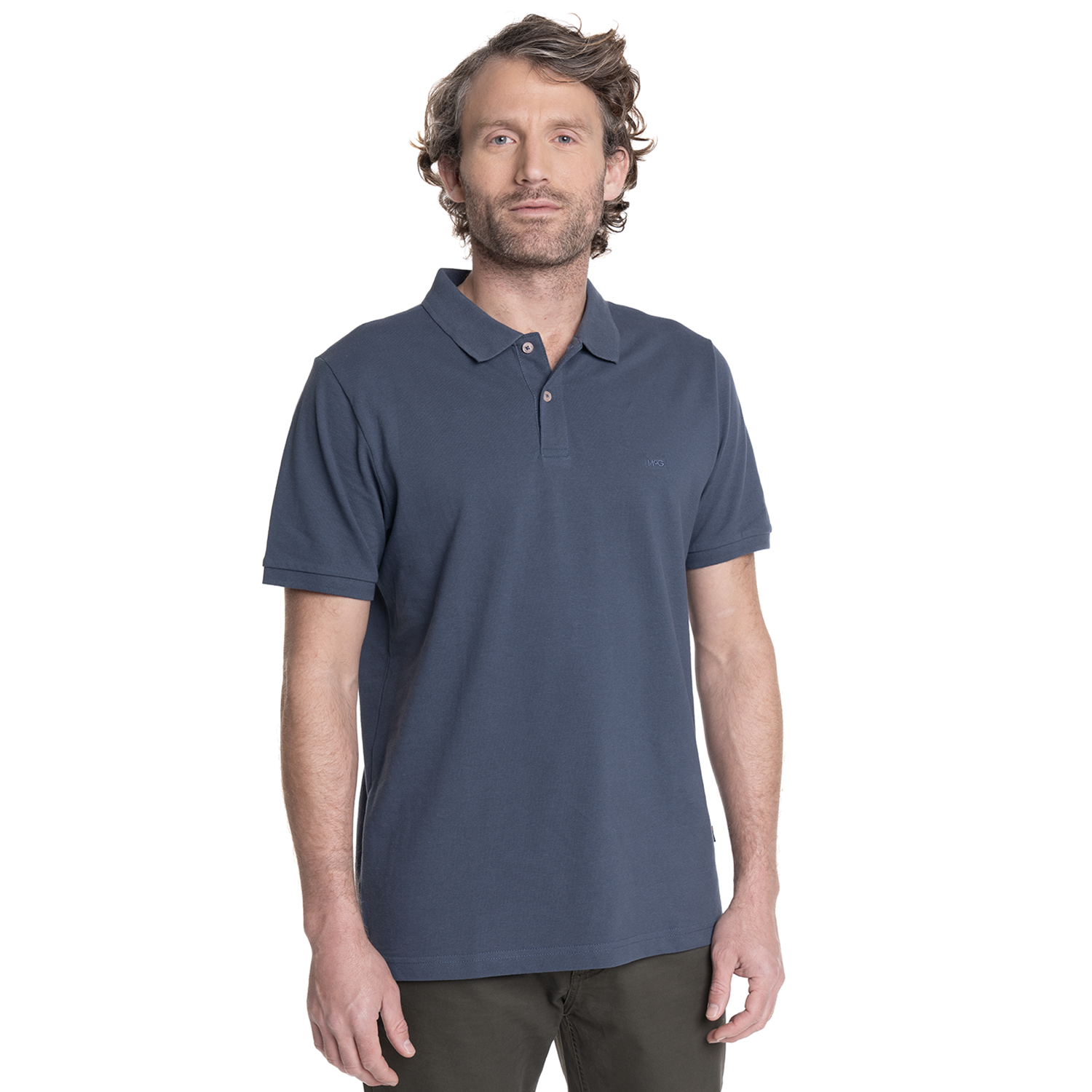POLERA HOMBRE PIQUE MANGA CORTA LISA HUMPTONS. | AZUL MARINO - 1