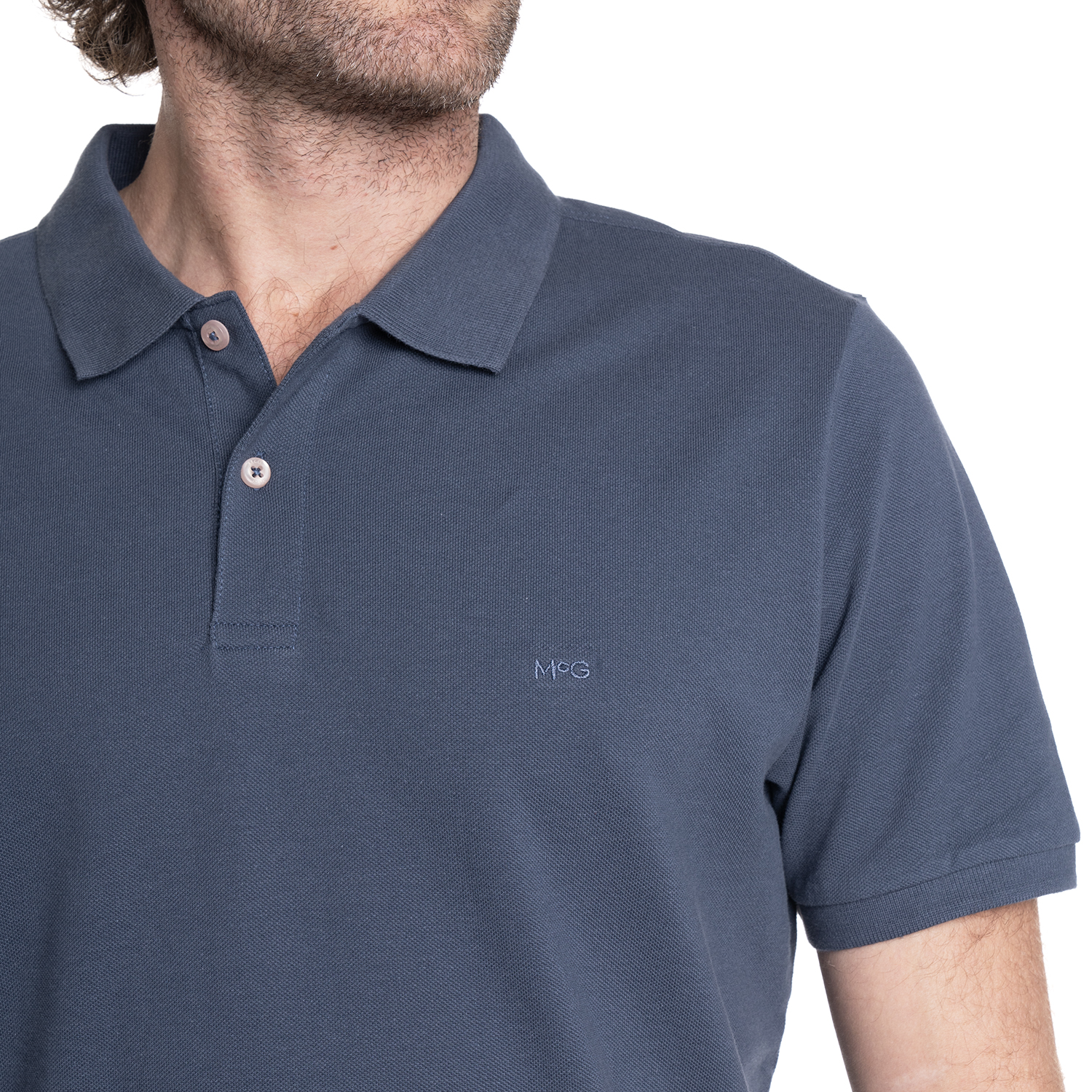 POLERA HOMBRE PIQUE MANGA CORTA LISA HUMPTONS. | AZUL MARINO - 3