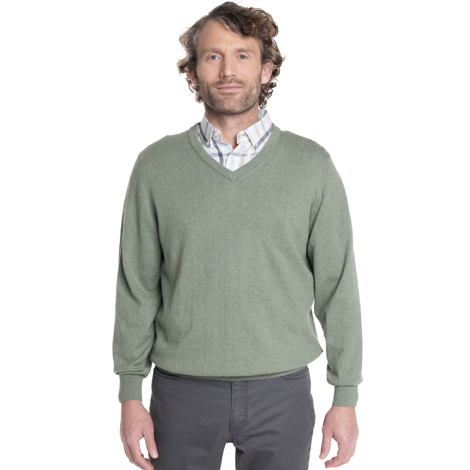 SWEATERS HOMBRE CUELLO V MIDTOWN | VERDE MUSGO - 1