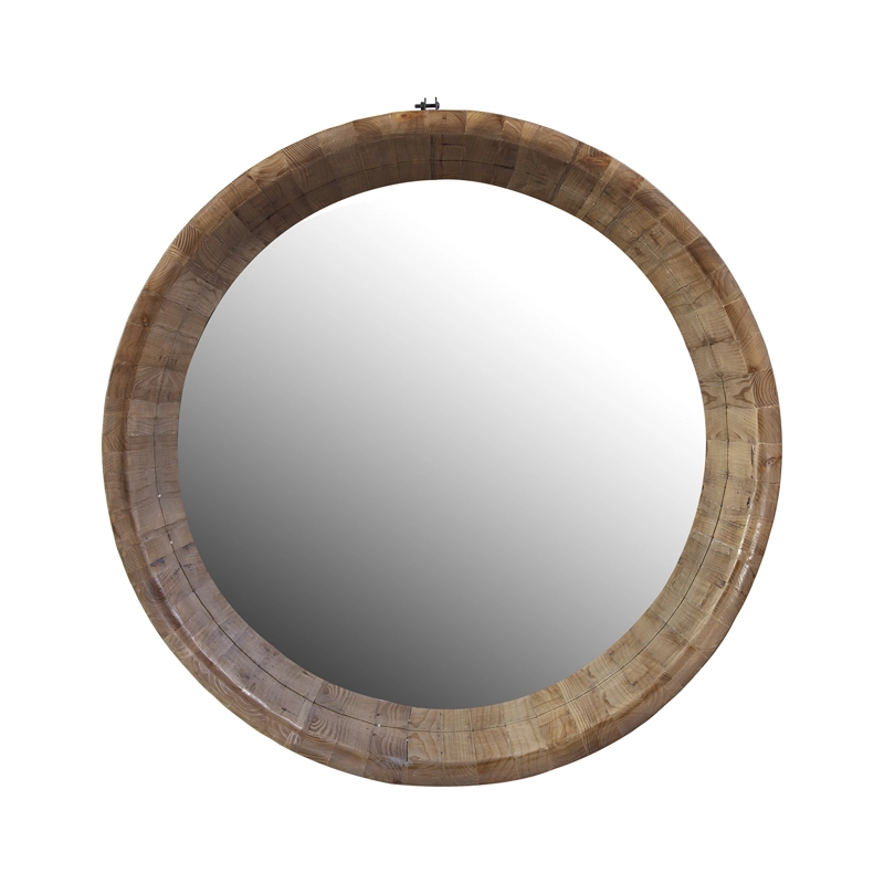 ESPEJO MEYA MUEBLES HEBEI PARED CIRCULAR ESTILO BARRIL MADERA - 3