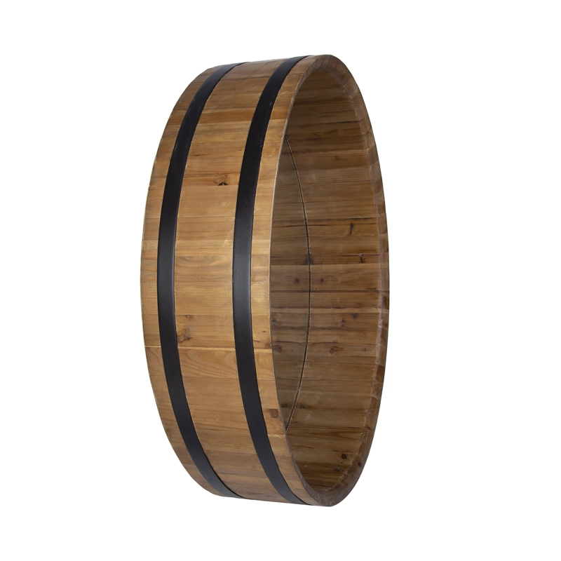 ESPEJO MEYA MUEBLES HEBEI PARED CIRCULAR ESTILO BARRIL MADERA - 4