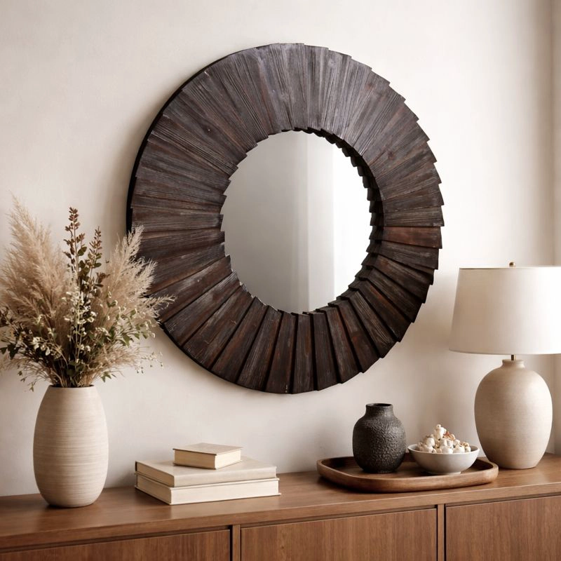 ESPEJO MEYA MUEBLES YIBIN CIRCULAR PARED MADERA - 2