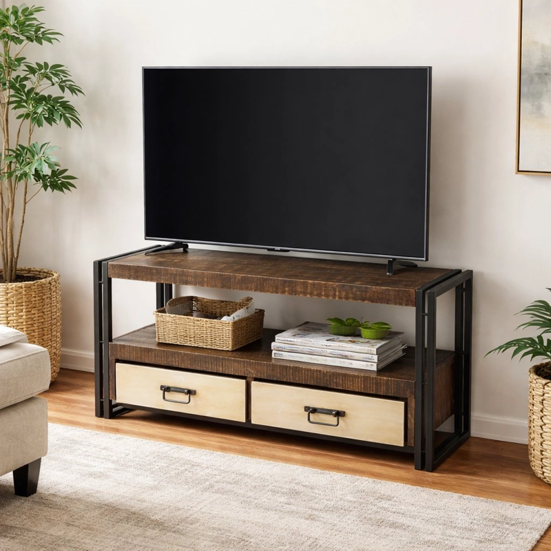 RACK DE TV DE ACERO Y MADERA SALASAR - MEYA MUEBLES - 2