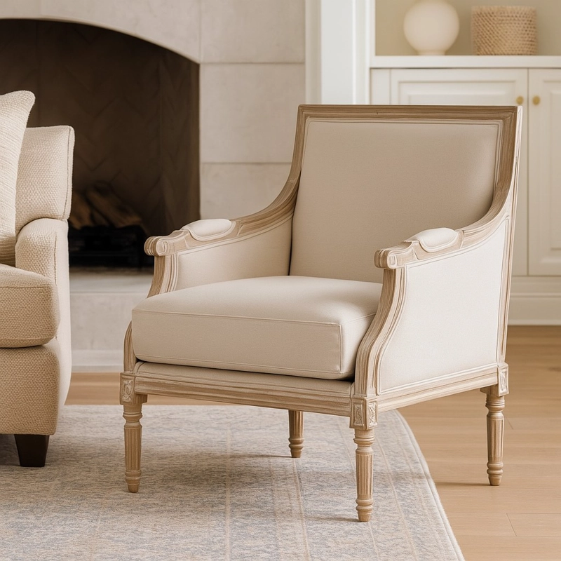 SITIAL MEYA MUEBLES TURPAN MADERA ROBLE Y TELA BEIGE - 2