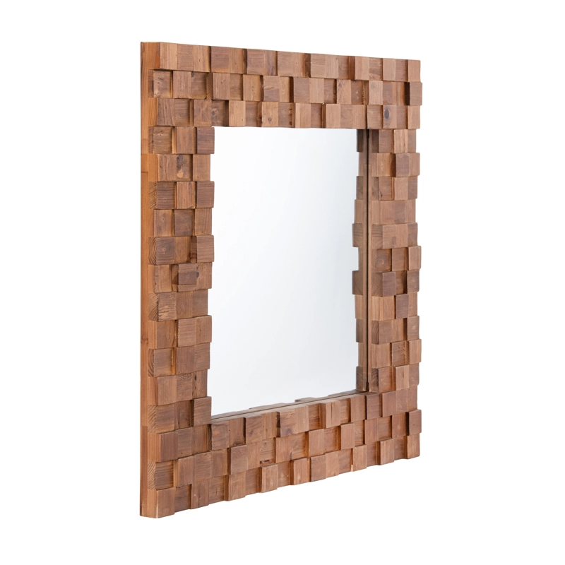 ESPEJO MEYA MUEBLES MORAN CUADRADO PARED ESTILO MOSAICO MADERA - 3
