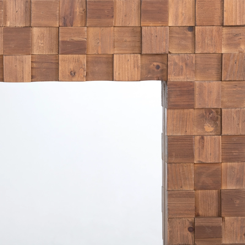 ESPEJO MEYA MUEBLES MORAN CUADRADO PARED ESTILO MOSAICO MADERA - 4