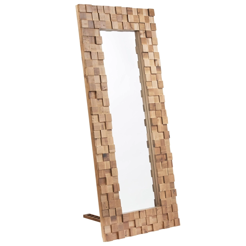 ESPEJO MEYA MUEBLES LONGAN PIE ESTILO MOSAICO MADERA - 1