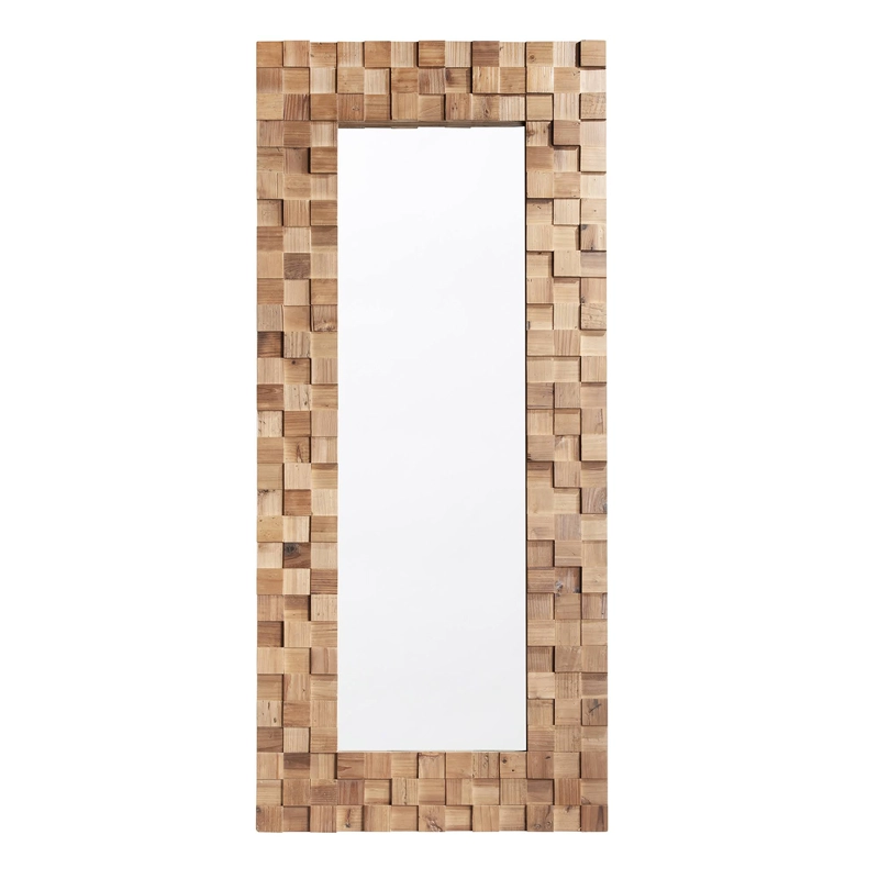 ESPEJO MEYA MUEBLES LONGAN PIE ESTILO MOSAICO MADERA - 3