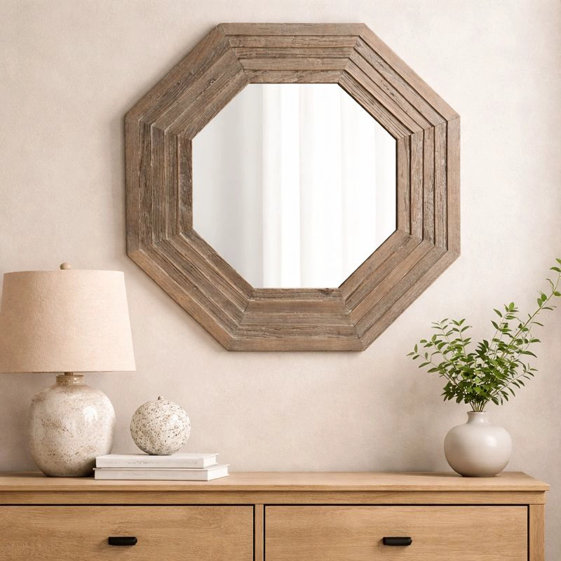 ESPEJO MEYA MUEBLES SAMARKA OCTOGONAL PARED MADERA - 2
