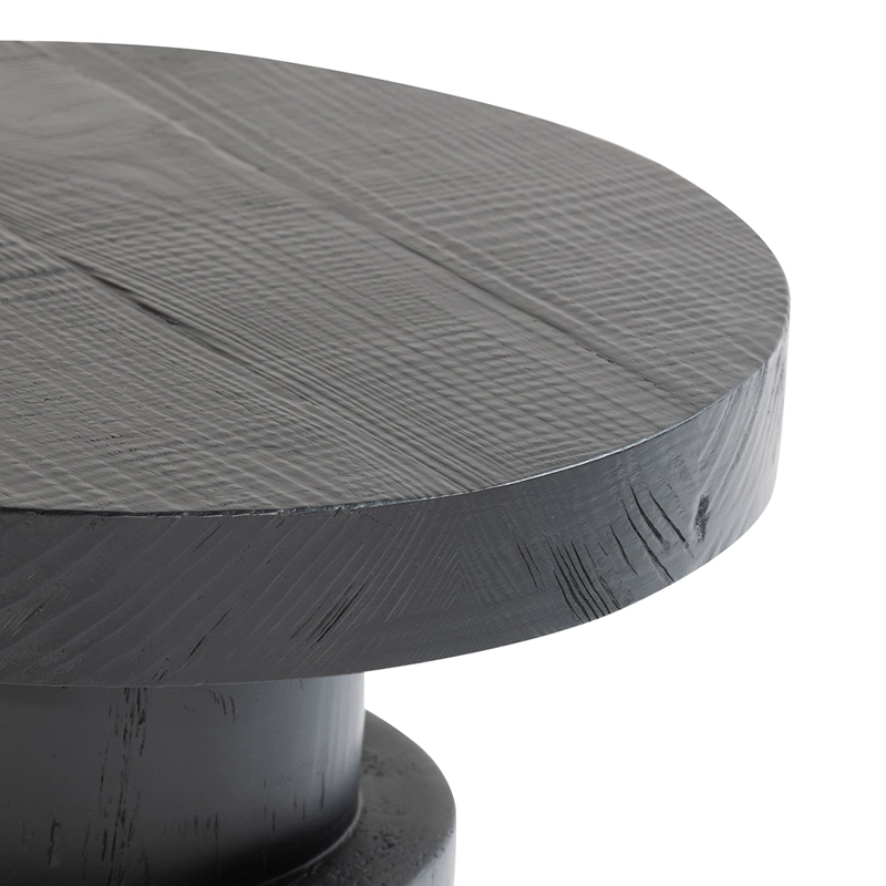 MESA LATERAL MEYA MUEBLES CIRCULAR ESTILO AJEDREZ MADERA - 3