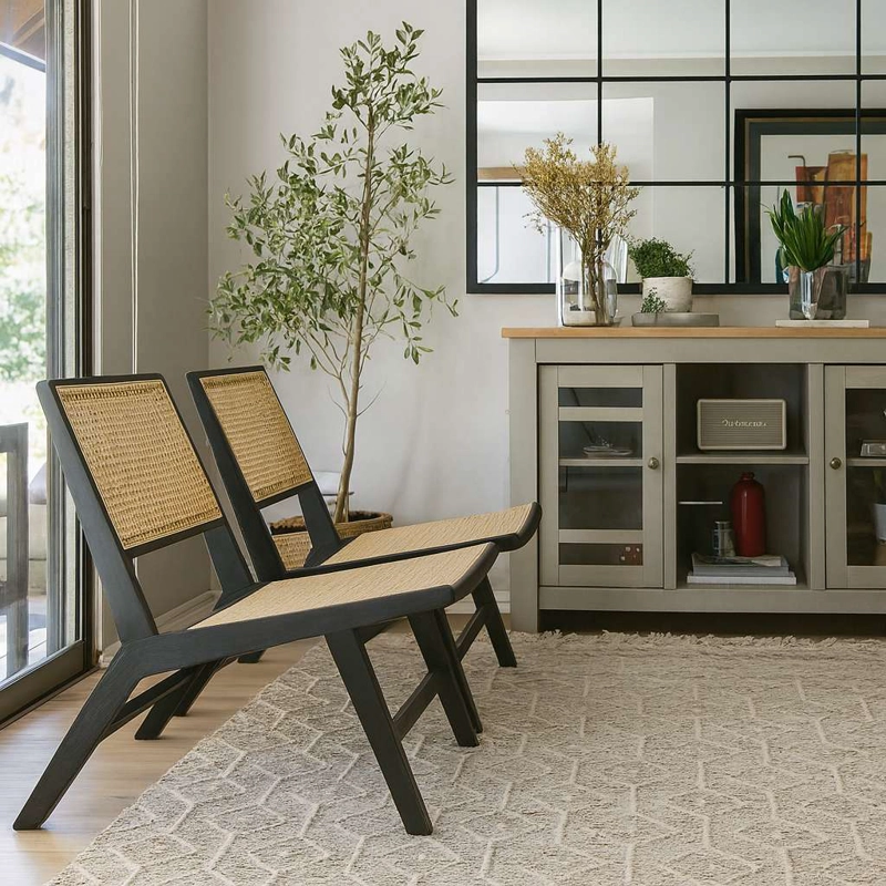 SITIAL MEYA MUEBLES FUTRA MADERA HAYA Y RATÁN NEGRO - 2