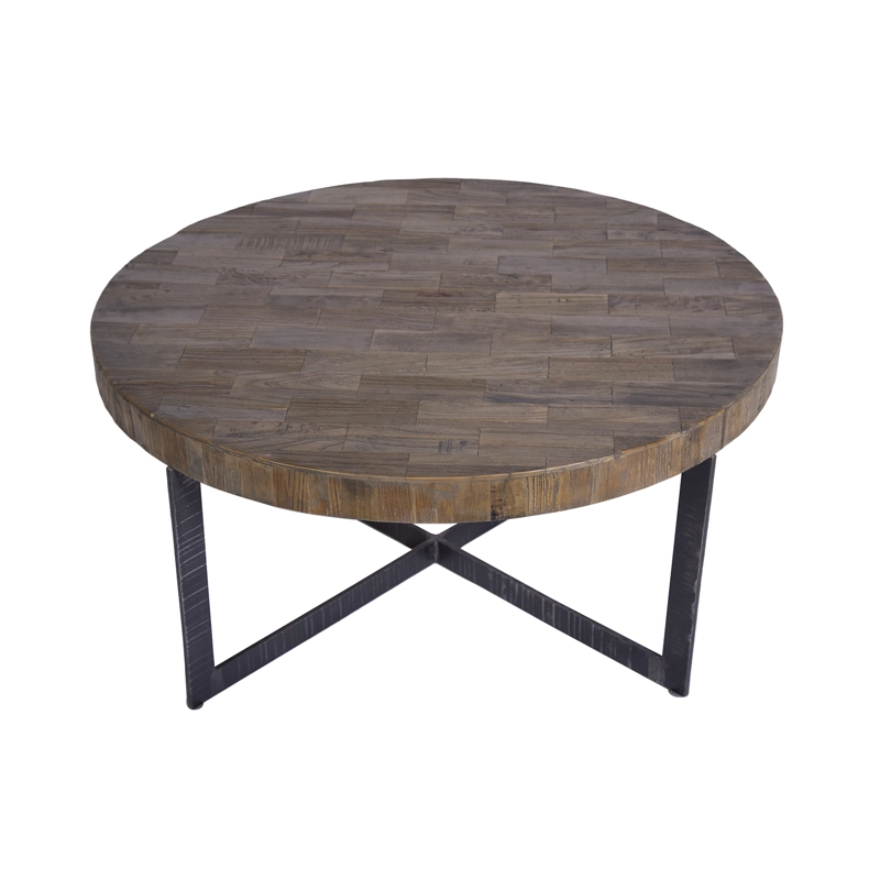 MESA CENTRO MEYA MUEBLES HOHOT REDONDA MADERA OLMO - 1