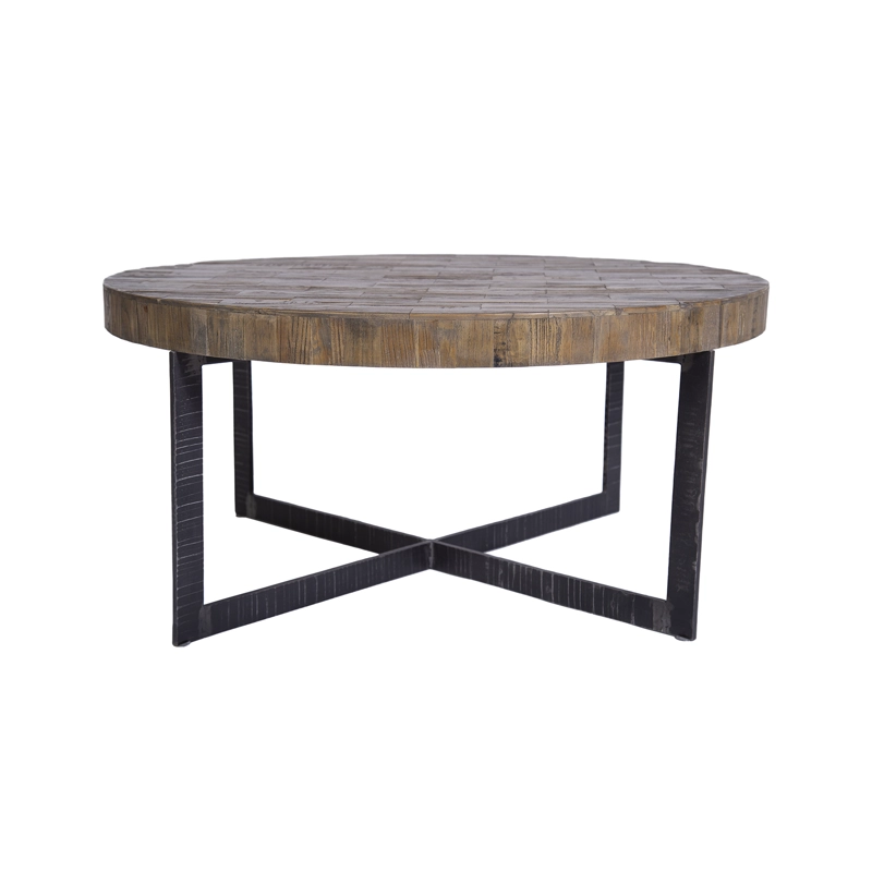 MESA CENTRO MEYA MUEBLES HOHOT REDONDA MADERA OLMO - 3