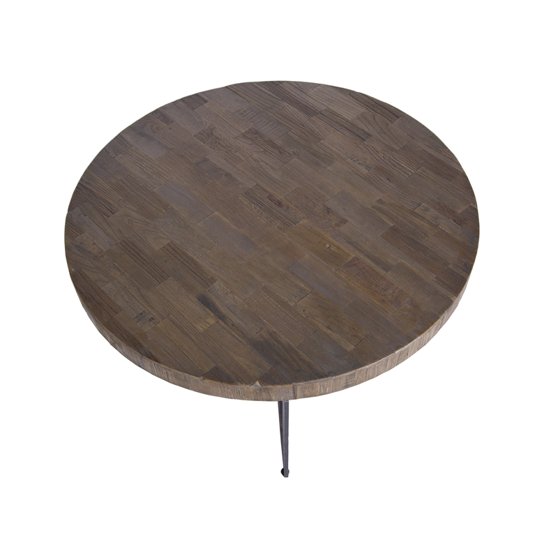 MESA CENTRO MEYA MUEBLES HOHOT REDONDA MADERA OLMO - 4