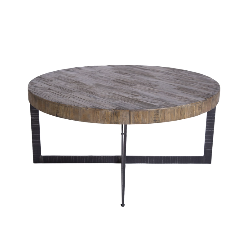 MESA CENTRO MEYA MUEBLES HOHOT REDONDA MADERA OLMO - 5