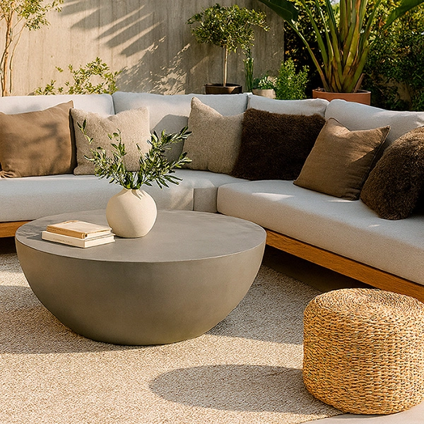 MESA CENTRO MEYA MUEBLES LANTA REDONDA MADERA OLMO GRIS - 2