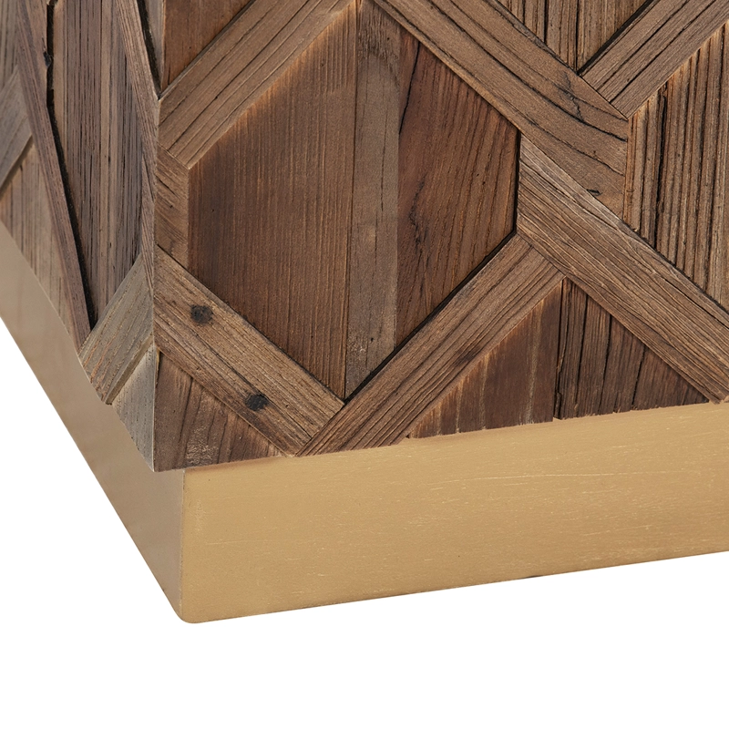 MESA CENTRO MEYA MUEBLES GURUN CUADRADA DEOLMO Y MARMOL MADERA - 5