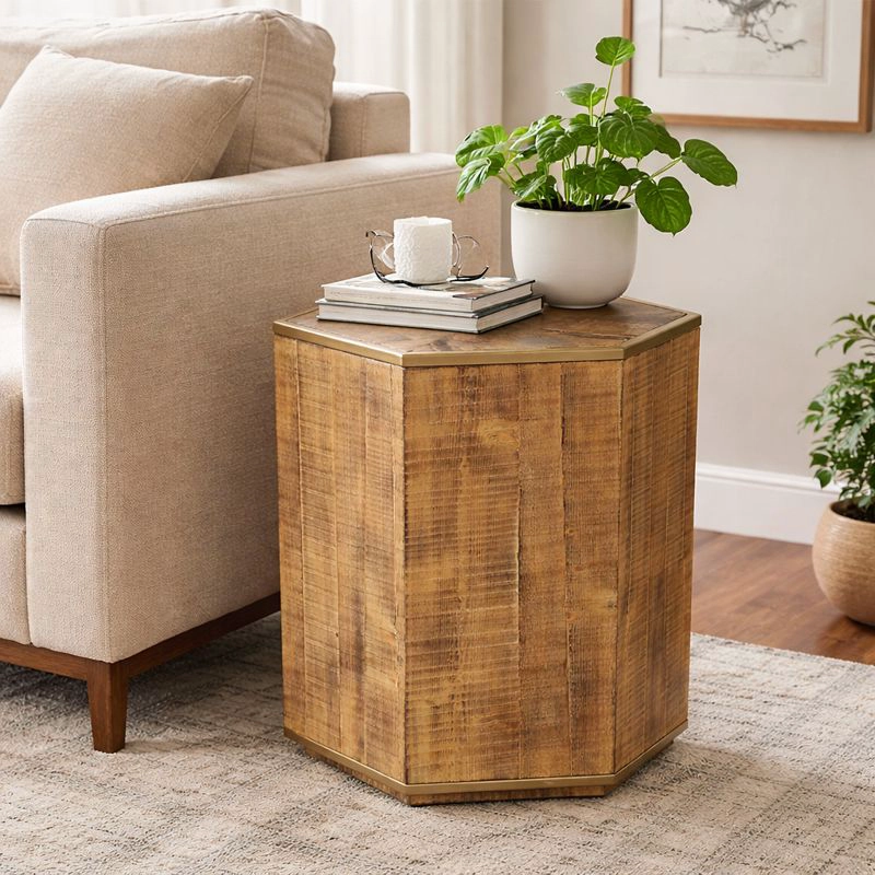 MESA LATERAL MEYA MUEBLES SIPING GEOMÉTRICA MADERA - 2