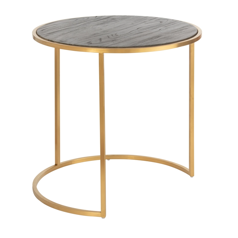 SET 2 MESAS MEYA MUEBLES TALERALES ACERO Y MADERA OLMO - 6