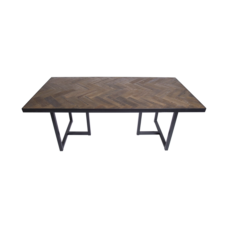 MESA COMEDOR MEYA MUEBLES DARJAN MADERA OLMO Y ACERO - 1