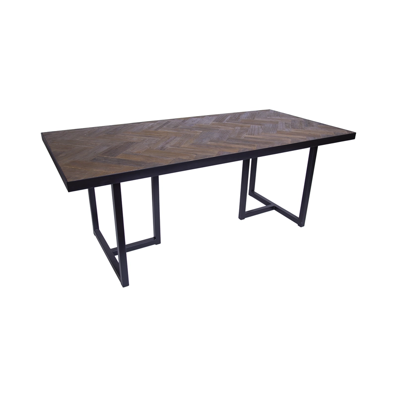 MESA COMEDOR MEYA MUEBLES DARJAN MADERA OLMO Y ACERO - 4