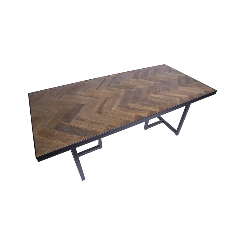 MESA COMEDOR MEYA MUEBLES DARJAN MADERA OLMO Y ACERO - 5