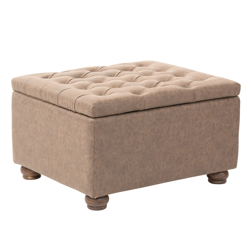 POUF Y BAÚL MEYA MUEBLES LIAO ECO CUERO GRIS - 1
