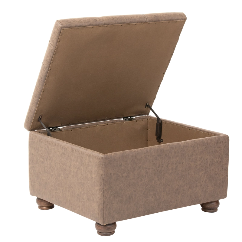 POUF Y BAÚL MEYA MUEBLES LIAO ECO CUERO GRIS - 3
