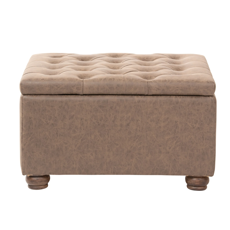 POUF Y BAÚL MEYA MUEBLES LIAO ECO CUERO GRIS - 4