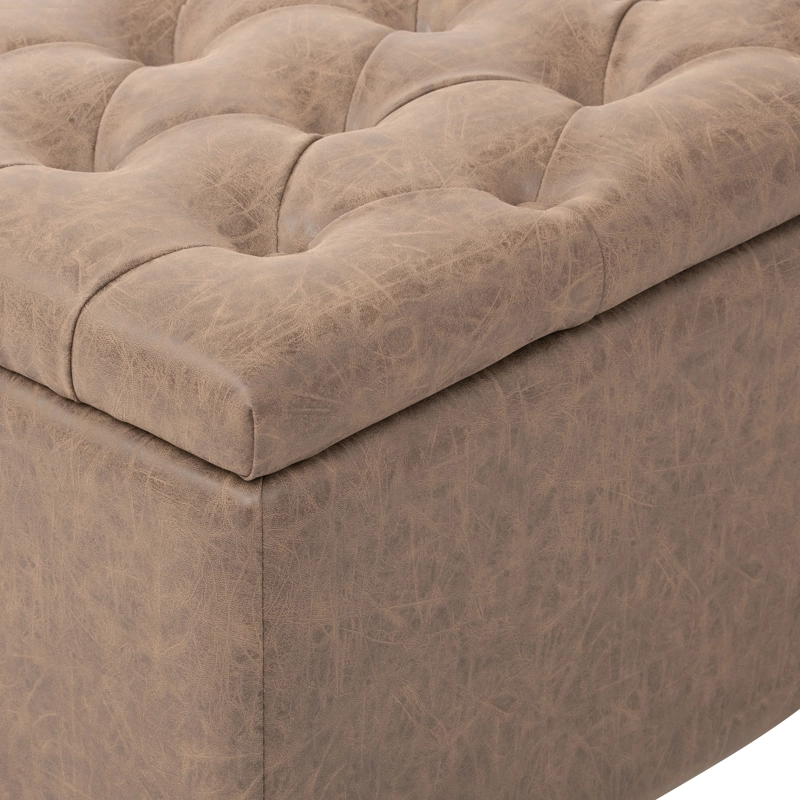 POUF Y BAÚL MEYA MUEBLES LIAO ECO CUERO GRIS - 5