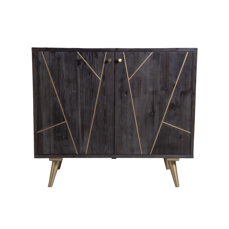 CÓMODA MEYA MUEBLES MADERA CARBON MONG ACERO - 1