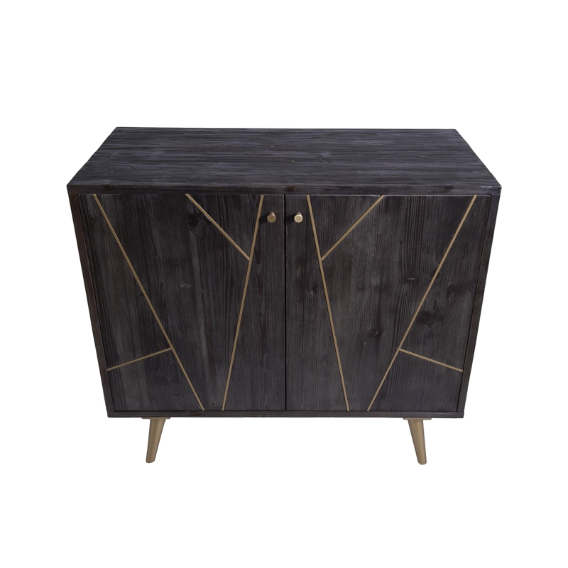 CÓMODA MEYA MUEBLES MADERA CARBON MONG ACERO - 3