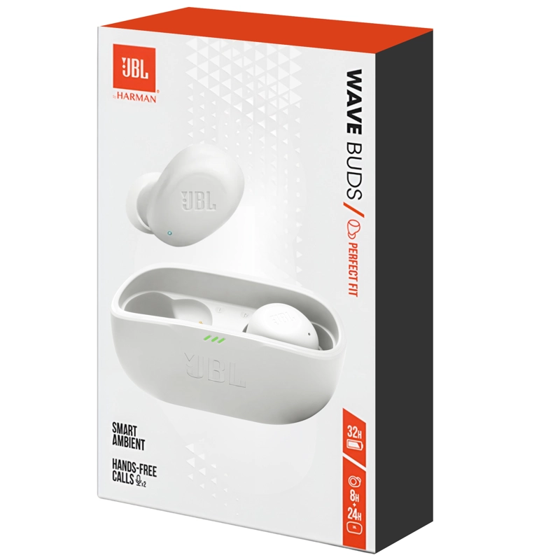 AUDÍFONOS JBL TRUE WIRELESS WAVE BUDS AUTONOMÍA 32H BLUETOOTH BLANCO - 1