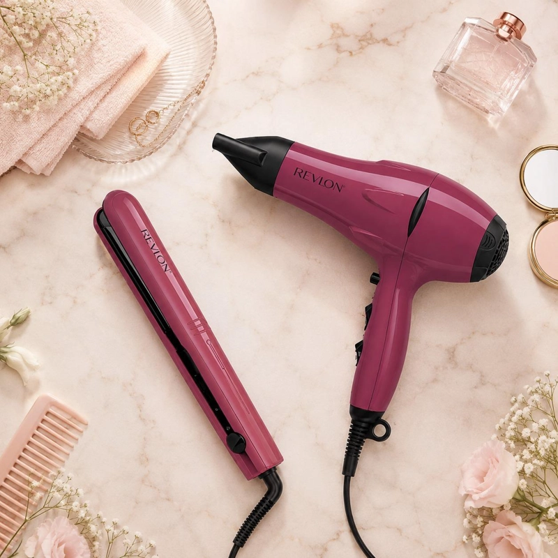 KIT SECADOR DE CABELLO REVLON RVBDR5230LA2 2000 W + ALISADOR PREMIUM PACK CERAMIC - 8