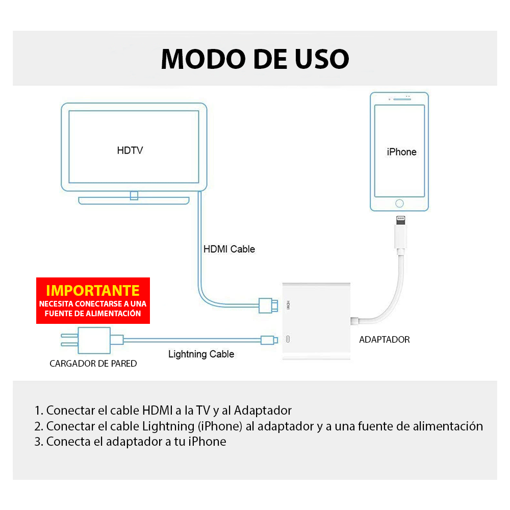 ADAPTADOR LIGHTNING A HDMI PARA IPHONE / IOS/ IPAD TL-113 - 5