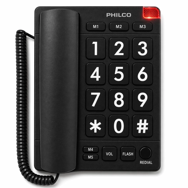 TELEFONO DE RED FIJA PHILCO ADULTO MAYOR CON NÚMEROS GRANDES 170BK - 1