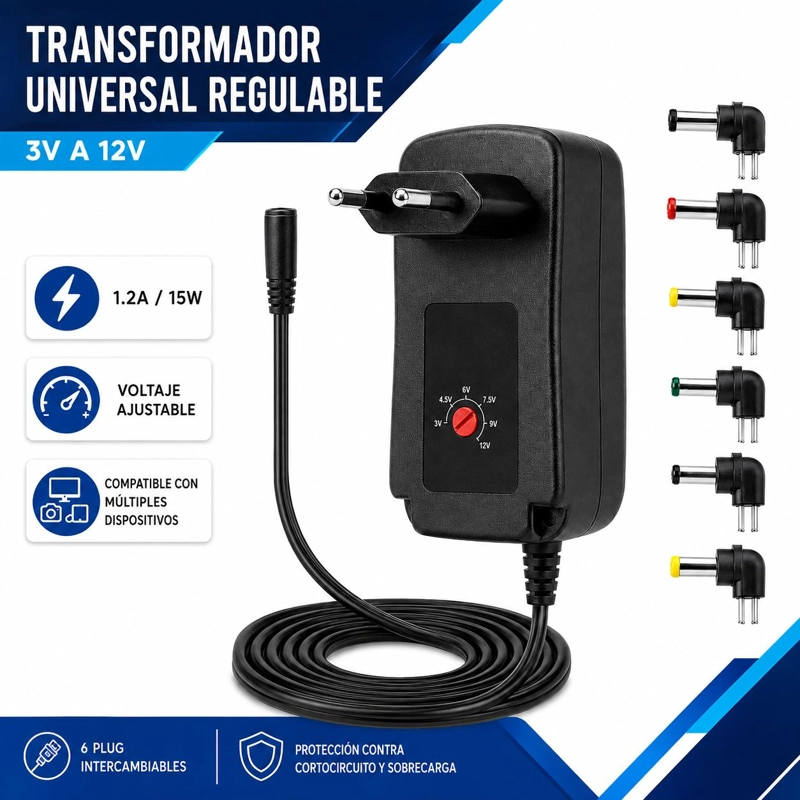 ELIMINADOR DE PILAS PHILCO 1.2 AMPERES + 6 CONECTORES UNIVERSALES - 4