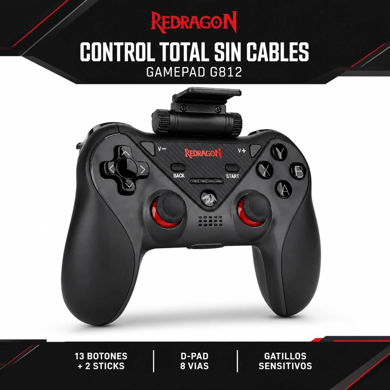 GAMEPAD REDRAGON INALÁMBRICO G812 BLUETOOTH MULTIPLATAFORMAS - 7