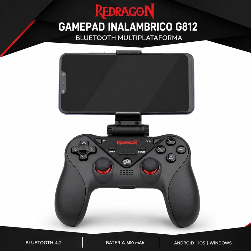 GAMEPAD REDRAGON INALÁMBRICO G812 BLUETOOTH MULTIPLATAFORMAS - 8