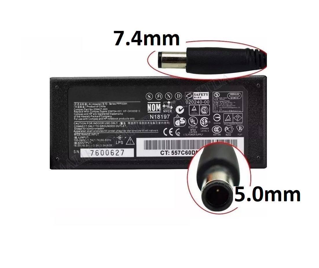 CARGADOR NOTEBOOK HP PARA 18.5V/3.5A PUNTA AGUJA DBEKC-104 - 5