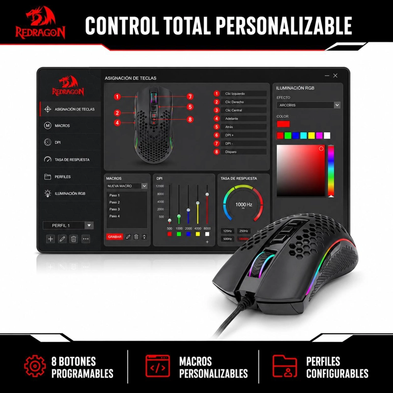 MOUSE REDRAGON GAMER GAMER STORM ELITE GAMING 16.000 DPI M988 - 9