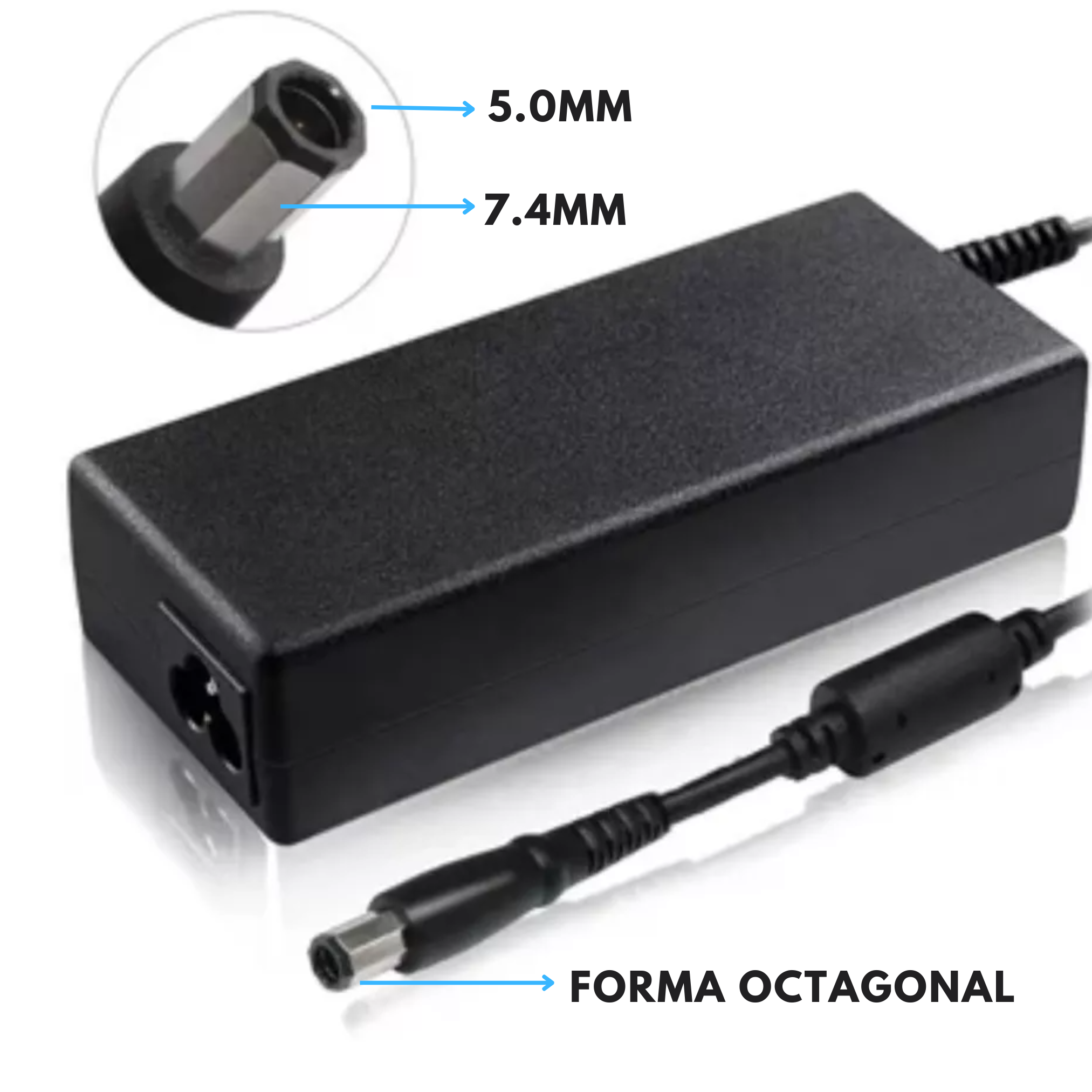 CARGADOR NOTEBOOK PARA EQUIPOS DELL 19.5V / 3.34A OCTAGONAL - 2