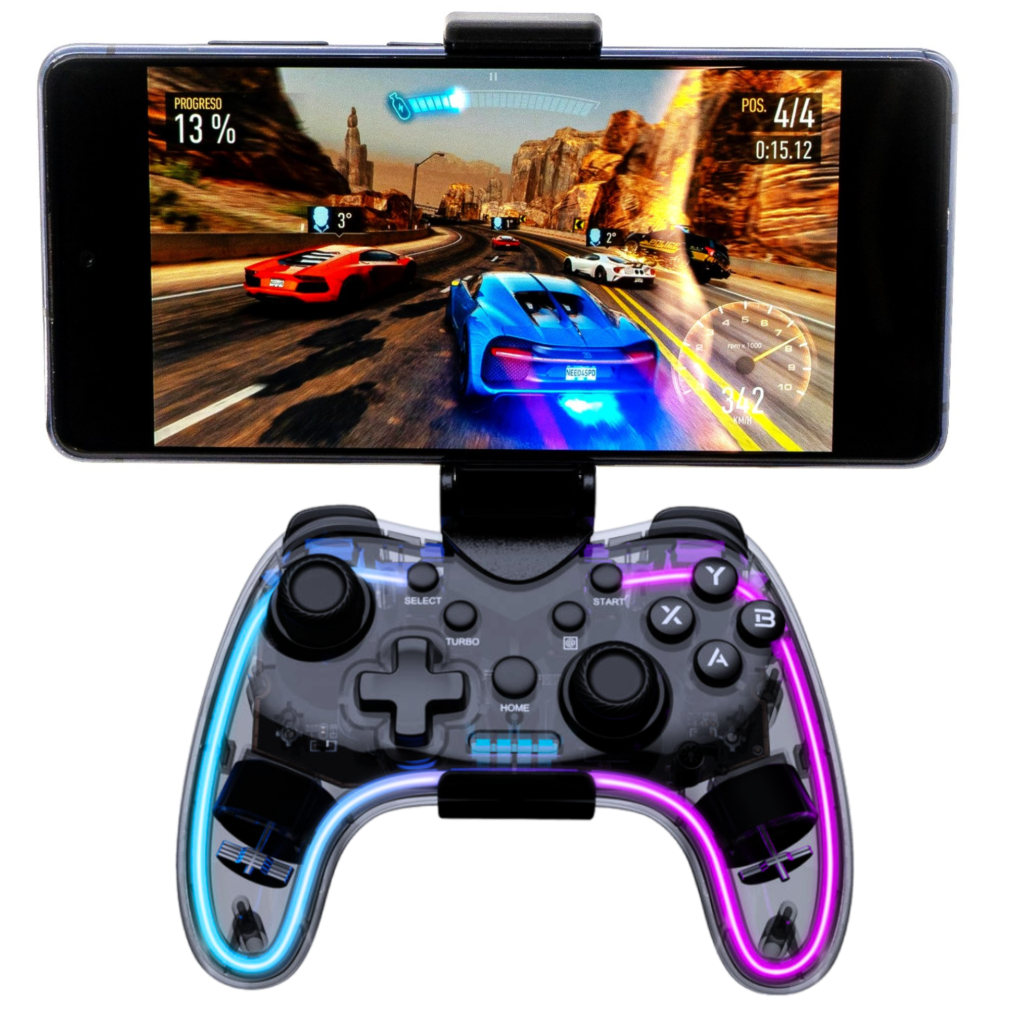 GAMEPAD UNIVERSAL TECMASTER INALÁMBRICO BLUETOOTH MULTIPLATAFORMAS DELUXE RGB - 7