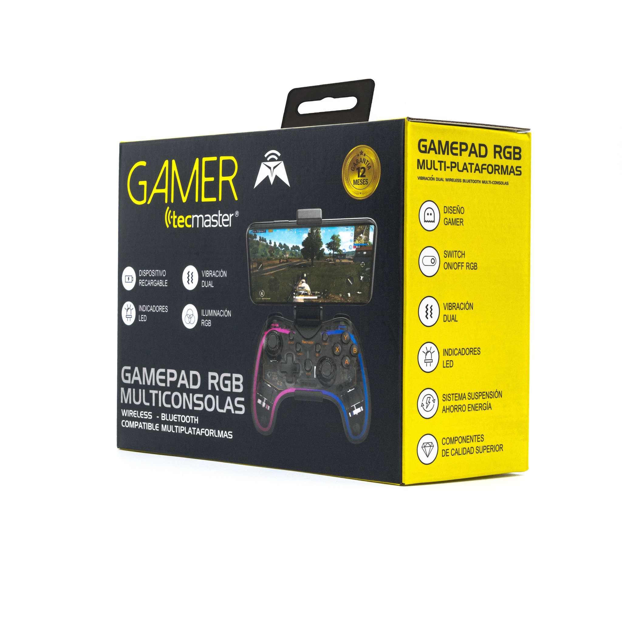 GAMEPAD UNIVERSAL TECMASTER INALÁMBRICO BLUETOOTH MULTIPLATAFORMAS DELUXE RGB - 8
