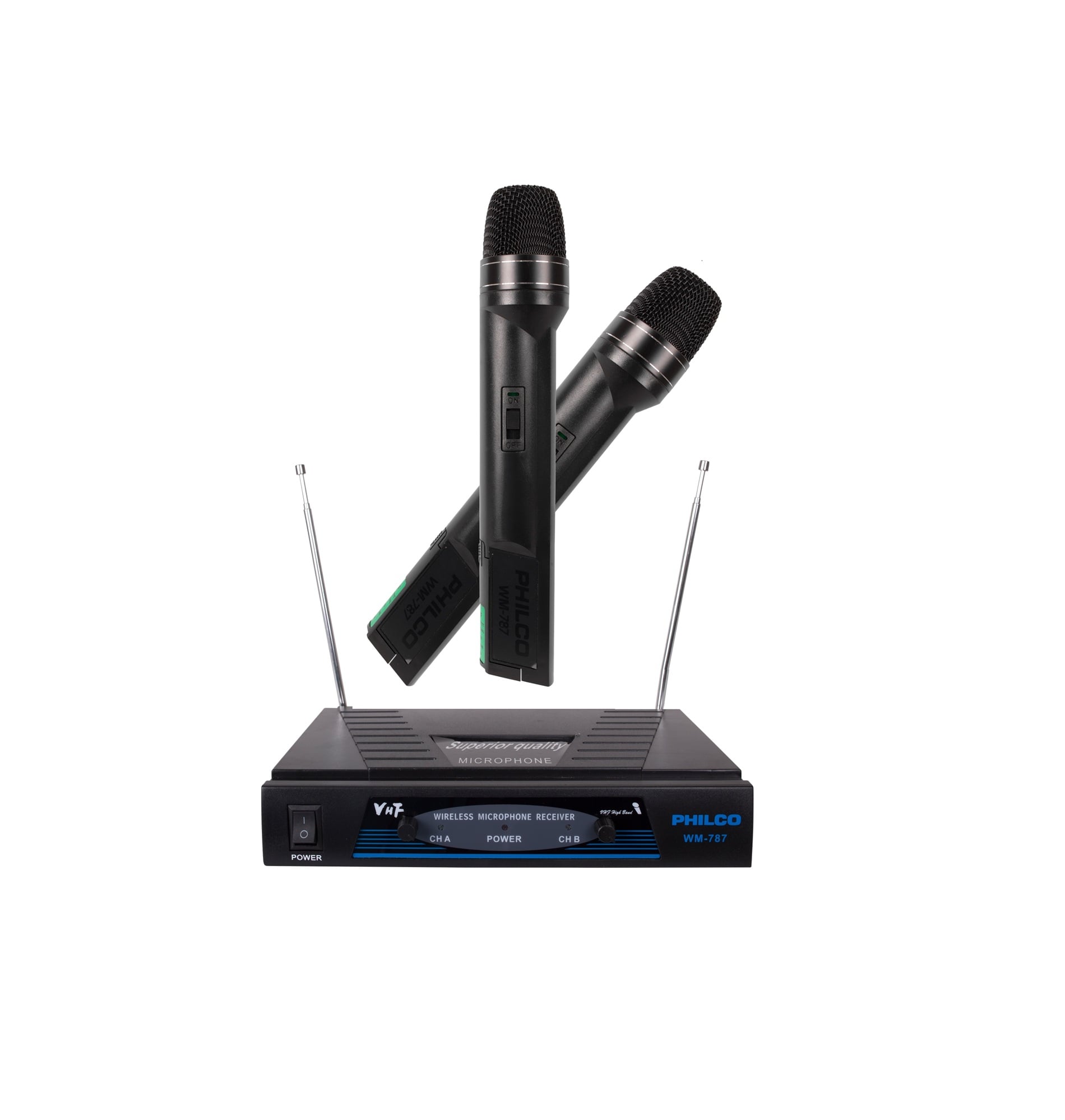 PACK DE 2 MICROFONOS INALAMBRICOS VHF PRO WM-787 AUDIO HD - 1