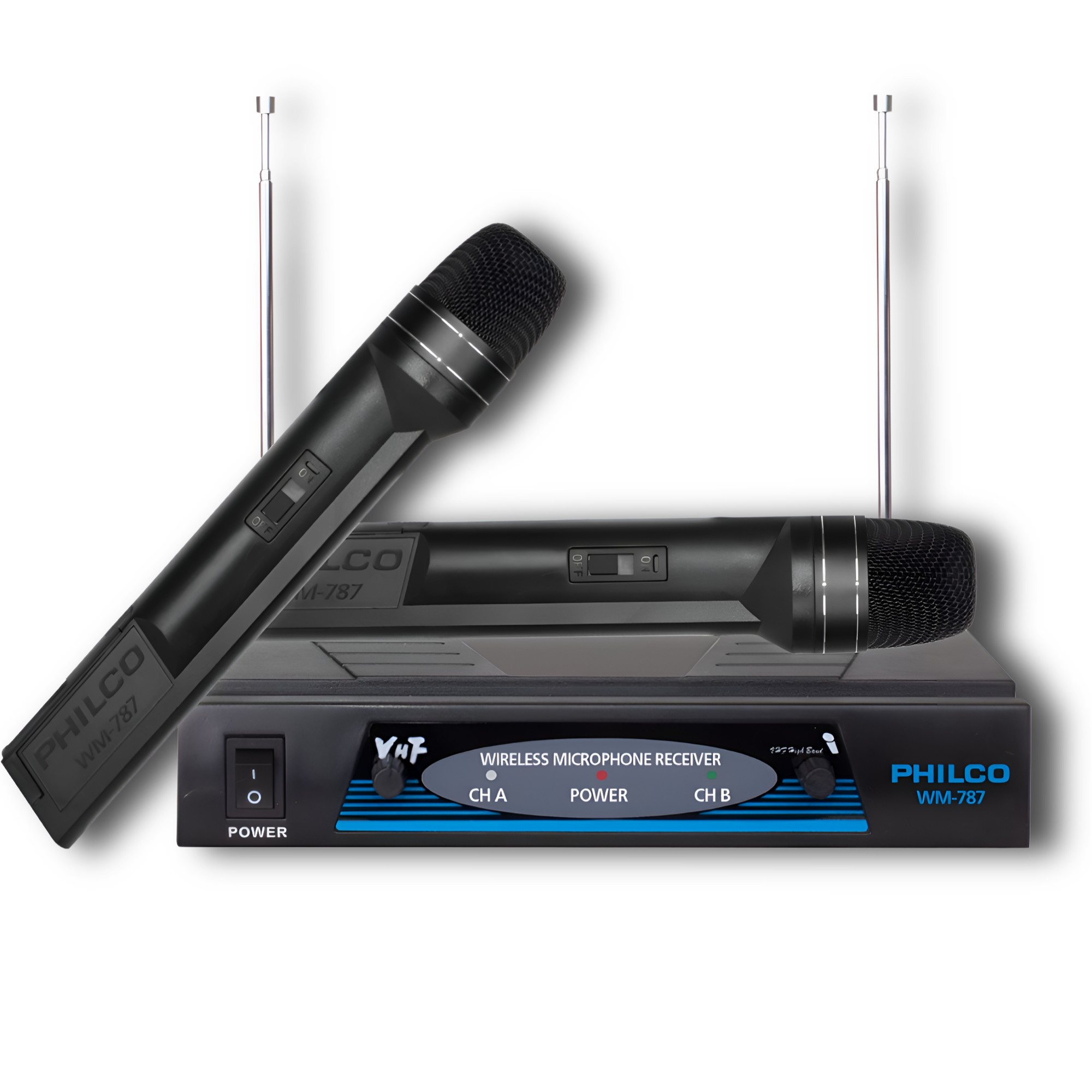 PACK DE 2 MICROFONOS INALAMBRICOS VHF PRO WM-787 AUDIO HD - 2
